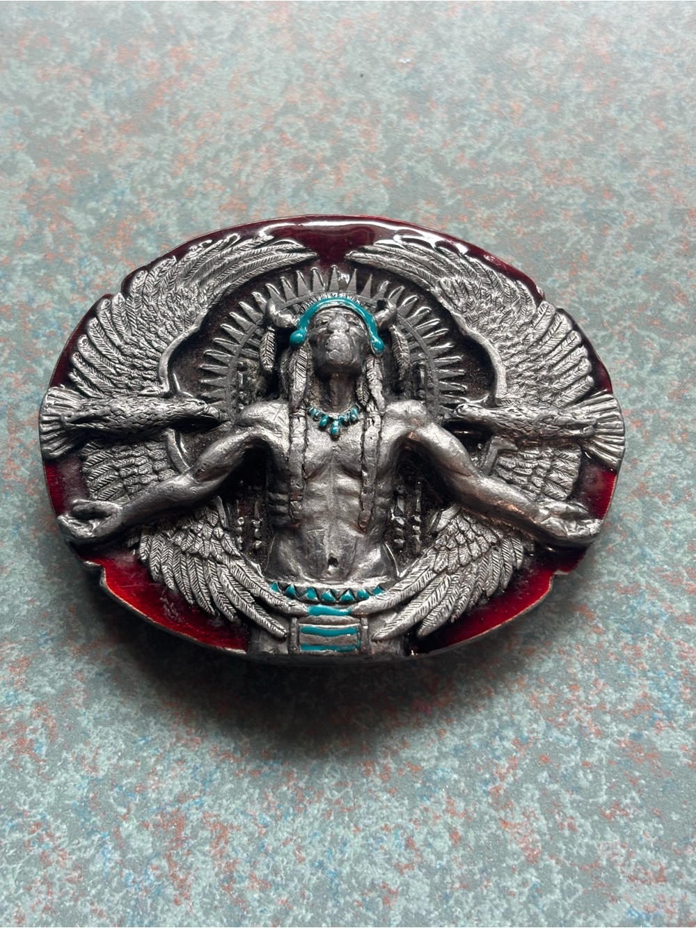 1987 Siskiyou Buckle Co Native American Eagle Belt Buckle Made in USA